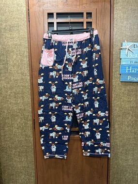 Lazy One Navy 'I Don't Do Mornings' Women’s Pajama Pants (Worn Twice)